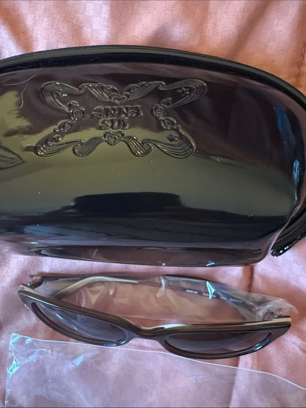 Anna Sui Black and Brown Women's Sunglasses with Black Case